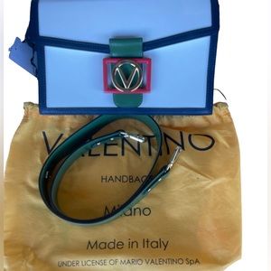 VALENTINO Mina V Emblem Leather Shoulder Bag